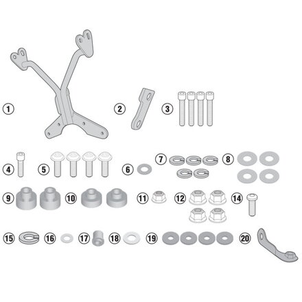 Montážna sada na plexi GIVI A800N pre BMW R NINE T (14-19) A5115A