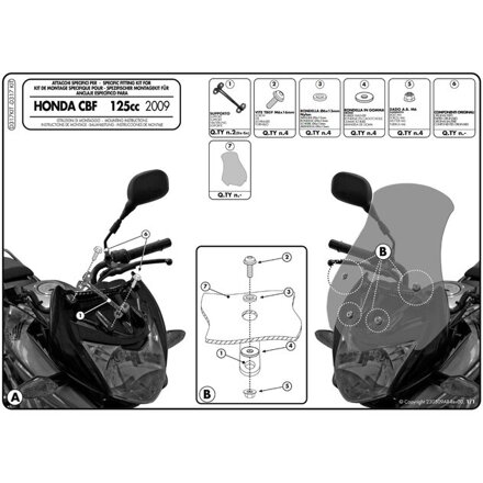 Montážna sada na plexi GIVI 317DT pre HONDA CBF 125 (09-14) D317KIT