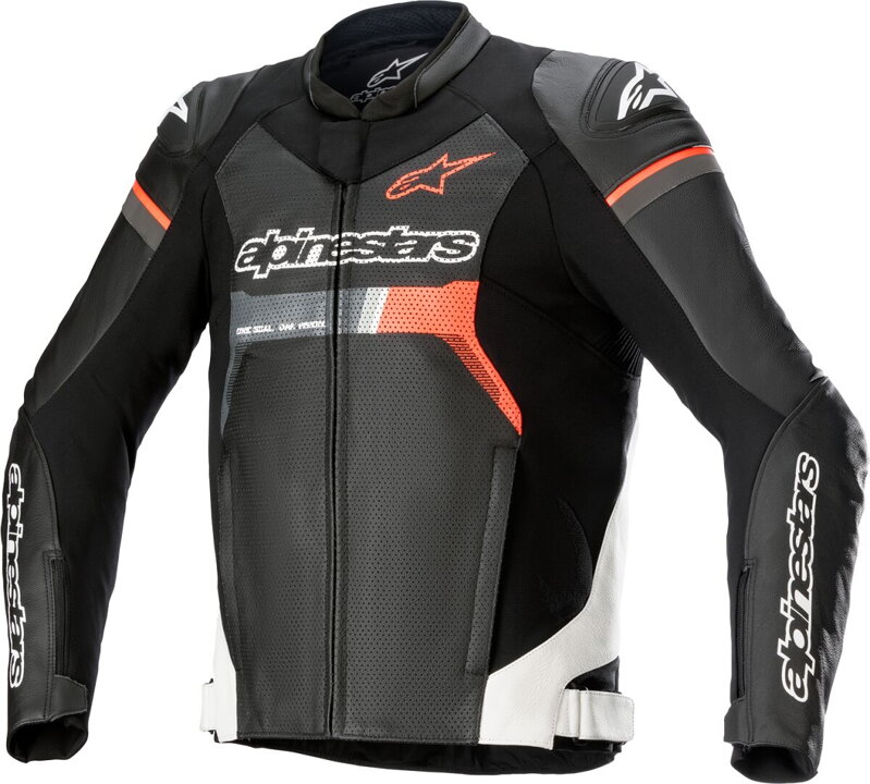Kožená bunda ALPINESTARS GP Force Airflow čierno bielo červená fluo