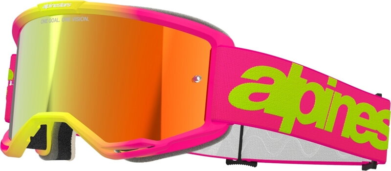 Okuliare ALPINESTARS Vision 5 Wordmark ružovo fluo žlté zrkadlové sklíčko červené